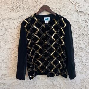VTG Susan Graver Velvet Sequin Jacket Size Medium